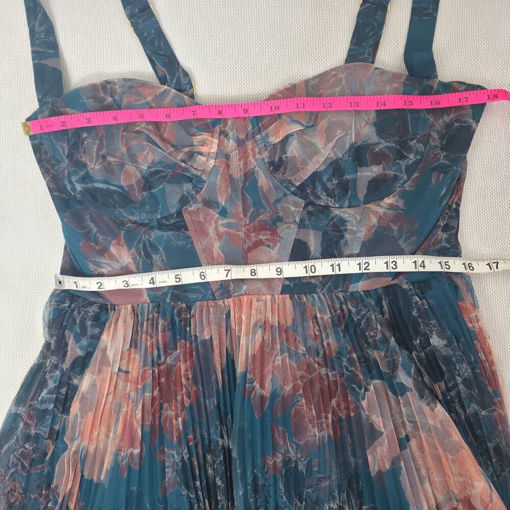 Hutch Willa Sleeveless Tulle Tiered Maxi Blue Floral Sweetheart Gown Sz 12 NWT - Picture 7 of 11